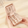 1pc Faux Leather Jewelry Organizer Box - Flip-Up Multi-Compartment Storage | Zipper Case.