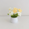 1pc, Handmade Crochet Bonsai with Artificial Flowers - Charming Knitted Flower Centerpiece.