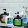 1pc, Square Pump Soap Dispenser, Transparent Plastic Refillable Container 10/16 oz., All-in-One Lotion & Liquid Hand Soap Bottle.