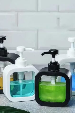 1pc, Square Pump Soap Dispenser, Transparent Plastic Refillable Container 10/16 oz., All-in-One Lotion & Liquid Hand Soap Bottle.