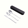 3 Pcs Set, travel cutlery with storage box, stainless steel cutlery including spoon, fork, and knife
