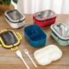 1 Pc, 1200 ml double-layer sealed lunch box with fork and spoon, microwave-safe plastic.
