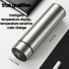 1 Pc, 500ml, Temperature Display Stainless Steel Insulated Water Bottle, Smart Tea Separation, Non-Slip, Dry Battery Powered, Reusable, with Lid.
