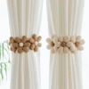 2 Pcs Set, Flower Designs with Floral Patterns, Adjustable Snap-Button Curtain Ties in a Bohemian Style, Elastic Curtain Holders.