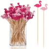 25 Pcs, Flamingo Picks for Appetizers, 11.94 cm Natural Bamboo Picks for Cake, Dessert, Food, Fruit, Party Decorations.