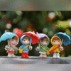 4 Pcs Set Umbrella Girl Figurines, Umbrella Friends Characters, Micro Landscape Ornament.