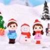 3 pcs Set, Snowman, Girl & Boy Couple Cute Figurines, Ornaments for Micro Fairy Garden, Landscape Decor