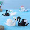 4 pcs set, White and Black Miniature Swan Fairy Garden Accessories, Cute Figurines Ornaments for Micro Landscaping, Home Decor