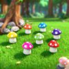 8 pcs set, Colorful Mini Resin Mushroom Figurines, Ornaments for Fairy Garden, Aquarium, Terrarium, Dollhouse Decoration