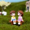 2 pcs set, Cute Mini Scouts Couple Figurines with Bench, Car, Home, Office Decoration.