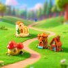 4 pcs set, Mini Fairy Houses Figurines, Fairy Gardening Micro Landscape, Home & Office Decor