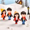 2 pcs set, Cute Winter Couple Figurines Holding Hands, Car, Office & Home Decoration.
