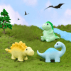 3 pcs set, Mini Dinosaur Figurines, Cute Cartoon Toy Design Dino for Kids, Home & office Decor, Fairy Garden Decoration.