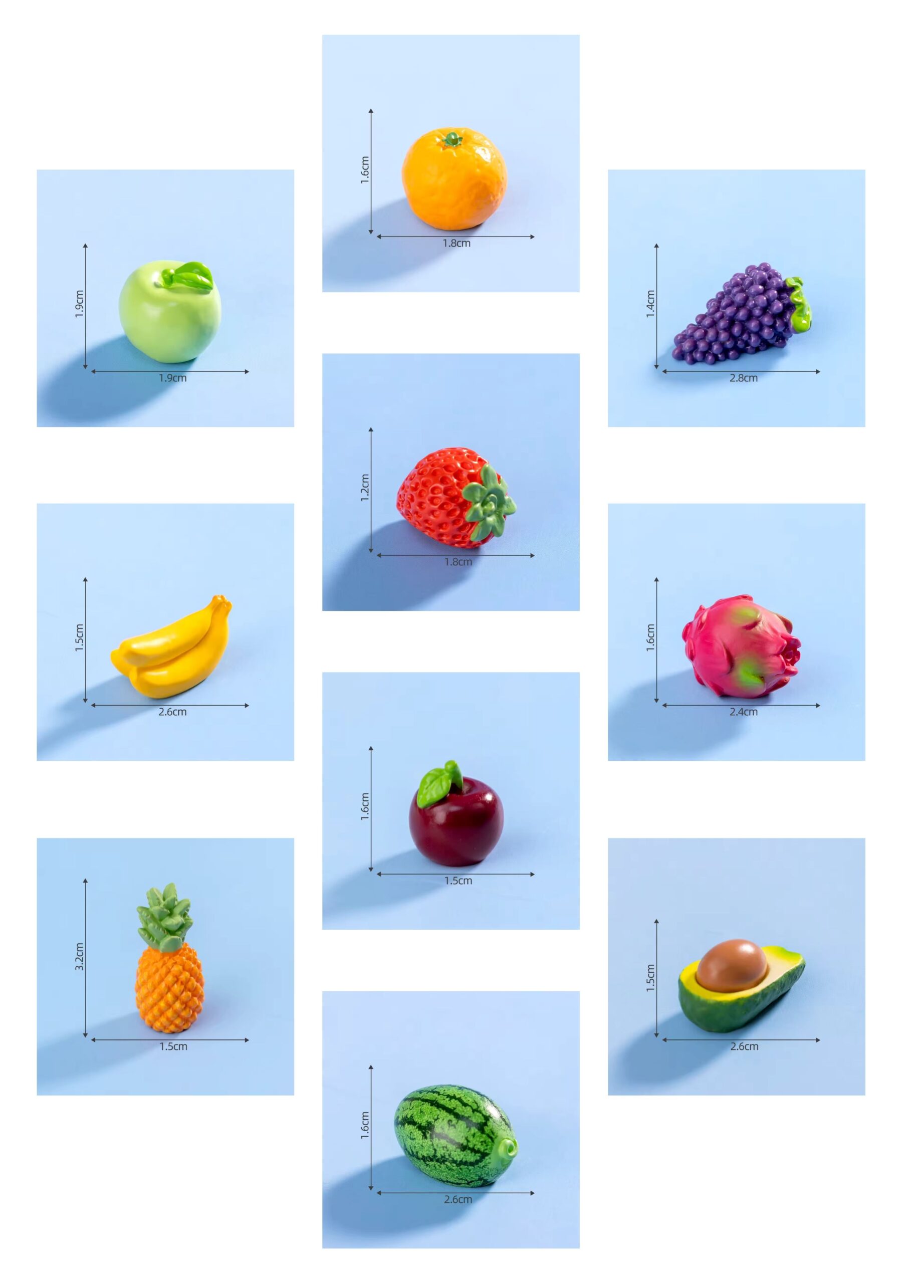 10 pcs set, Mini Fruits Figurines, Realistic Artificial Crafts for Kitchen, Home Decoration - Image 2