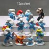 12 Pcs Set, Smurfs Action Figurines, Cute Realistic Cartoon Gift Set, Home Office Car Decor, Birthday Cake Decoration