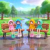 2 pcs set, Sitting Dolls Figurines, Cute Colorful Raincoat Hoods, Car, Home and Office Decoration, Dollhouse, Micro landscape Decor.