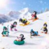 2 pcs, Cute Skiing Penguin Figurines, Colorful Winter Skating Themed, Car, Home & Office Decor, Micro Landscape, Terrarium Decoration