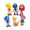 6 Pcs Set, Sonic & Knuckles Action Figurines, Cute Realistic Cartoon Gift Set, Home Office Car Decor, Birthday Cake Decoration