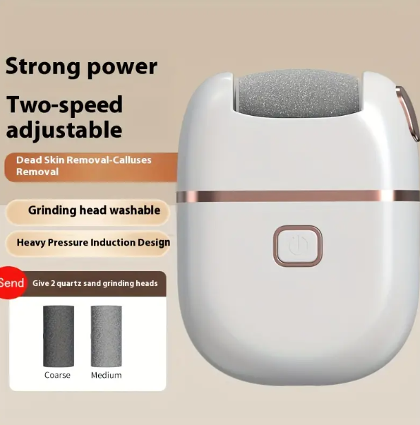 1pc Rechargeable Electric Foot Grinder for Cracked Heels - 3 Replacement Grinding Heads, 2-Speed Settings, Easy to Use with USB Charging.