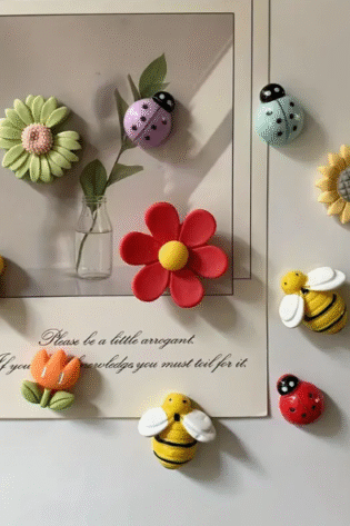 10 Pcs, Kawaii Plant Refrigerator Magnets: Adorable Fridge Stickers for Home Decor.