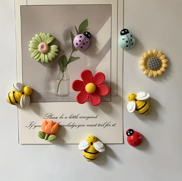 10 Pcs, Kawaii Plant Refrigerator Magnets: Adorable Fridge Stickers for Home Decor.