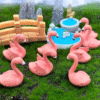 6pcs, Mini Flamingo Figurines - Charming Pink Resin Miniatures for Home & Plant Pot Décor.