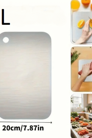 1pc, of food-grade stainless steel cutting board, suitable for fruits, vegetables, and meat slicing. Easy to clean.