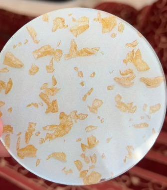 Set of 6 Golden Foil Acrylic Coasters- Heat-Resistant Tea Cup Mats- Fashionable Round Table Protective Mats. - Image 3