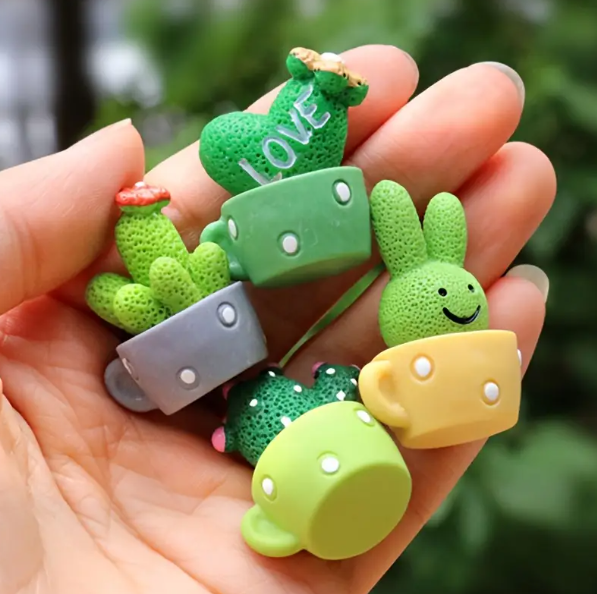 4pcs Mini Cactus Ornaments with Smiling Faces - Durable Plastic Tabletop Décor for Home, Office, Desk. - Image 3