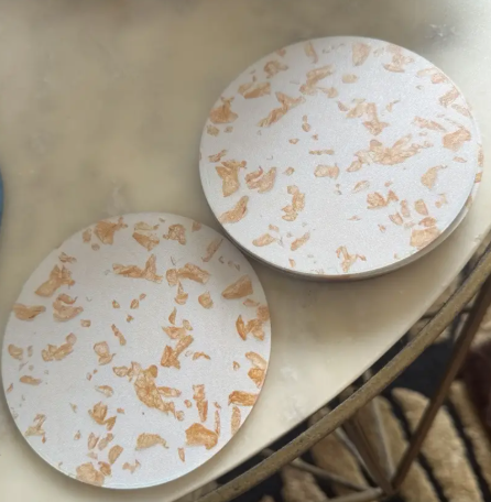 Set of 6 Golden Foil Acrylic Coasters- Heat-Resistant Tea Cup Mats- Fashionable Round Table Protective Mats. - Image 2