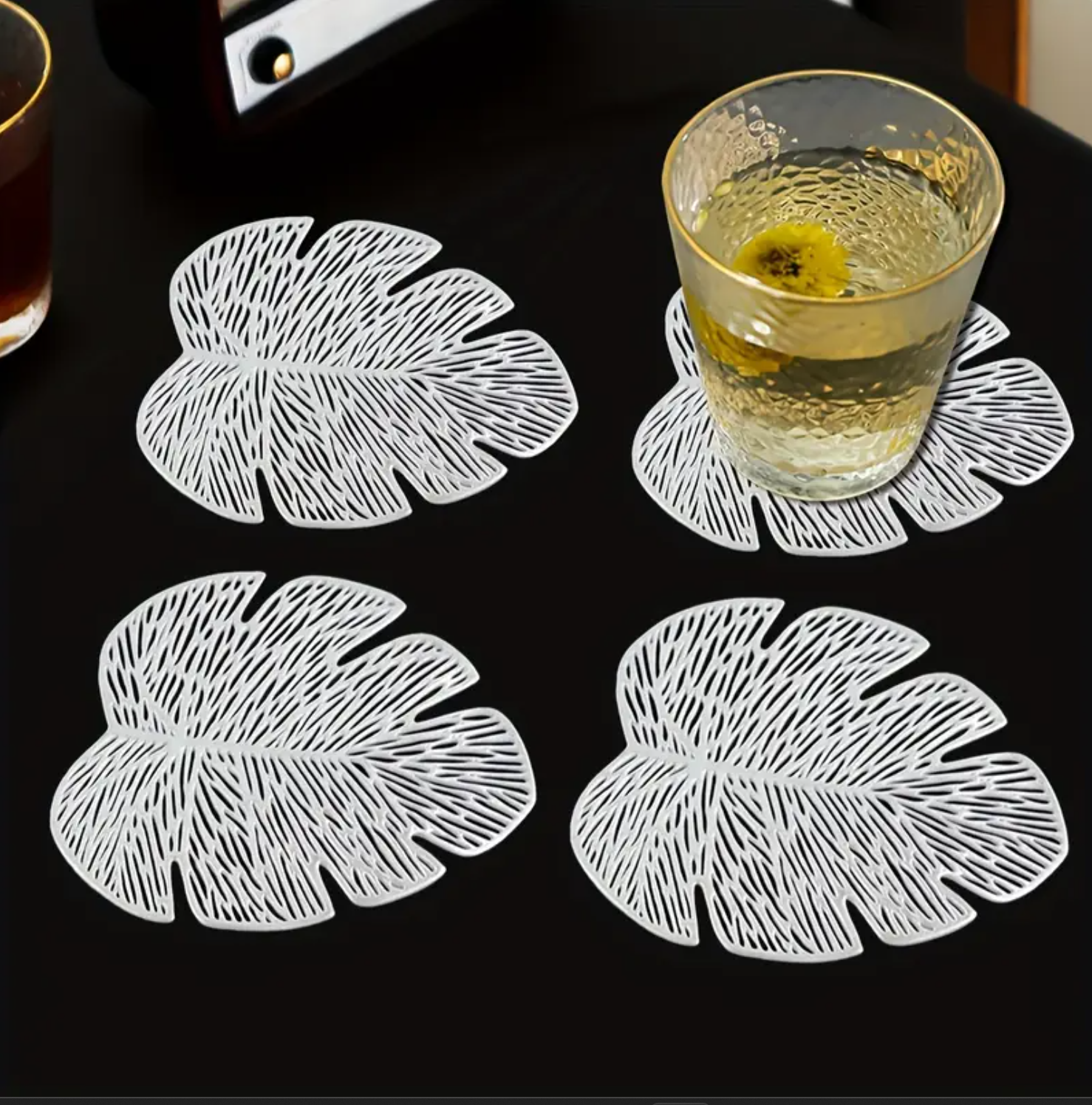 6 pcs, Leaf style Coaster, EVA Rubber Heat Resistant Mats. - Image 4