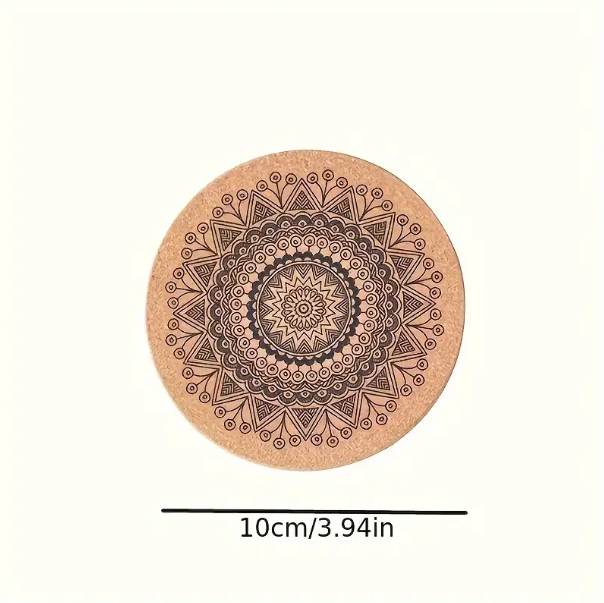 6 pcs Set, Cork Coasters - Round, Floral Design | Non-Slip, Heat-Resistant Table Mats for Dining & Living Room Décor. - Image 4