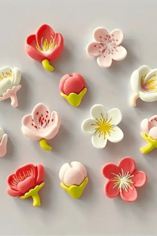6 pcs-Pack Spring New Pink Peach Blossom Acrylic Magnet, Fridge / Message Board Decoration.