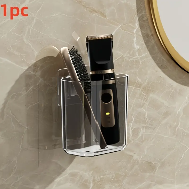 1 pc, Wall-Mounted Toothbrush Holder With Drainage, No-Drill Adhesive Bathroom Storage Organizer, Simple Design, for Bathroom, Kitchen.