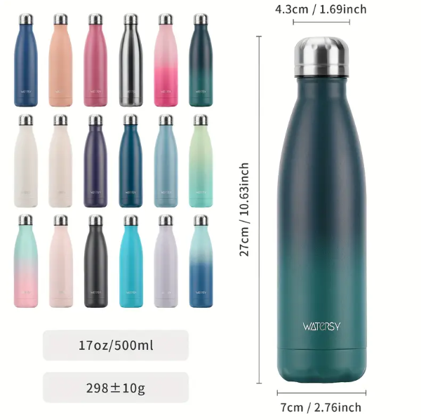 1pc 500ml/17oz Stainless Steel Drinking Water Bottle - BPA-Free - 24 Hours Cold & 12 Hours Warm - Leak-Proof - Thermal Sport Bottles, 2 sealing. - Image 6