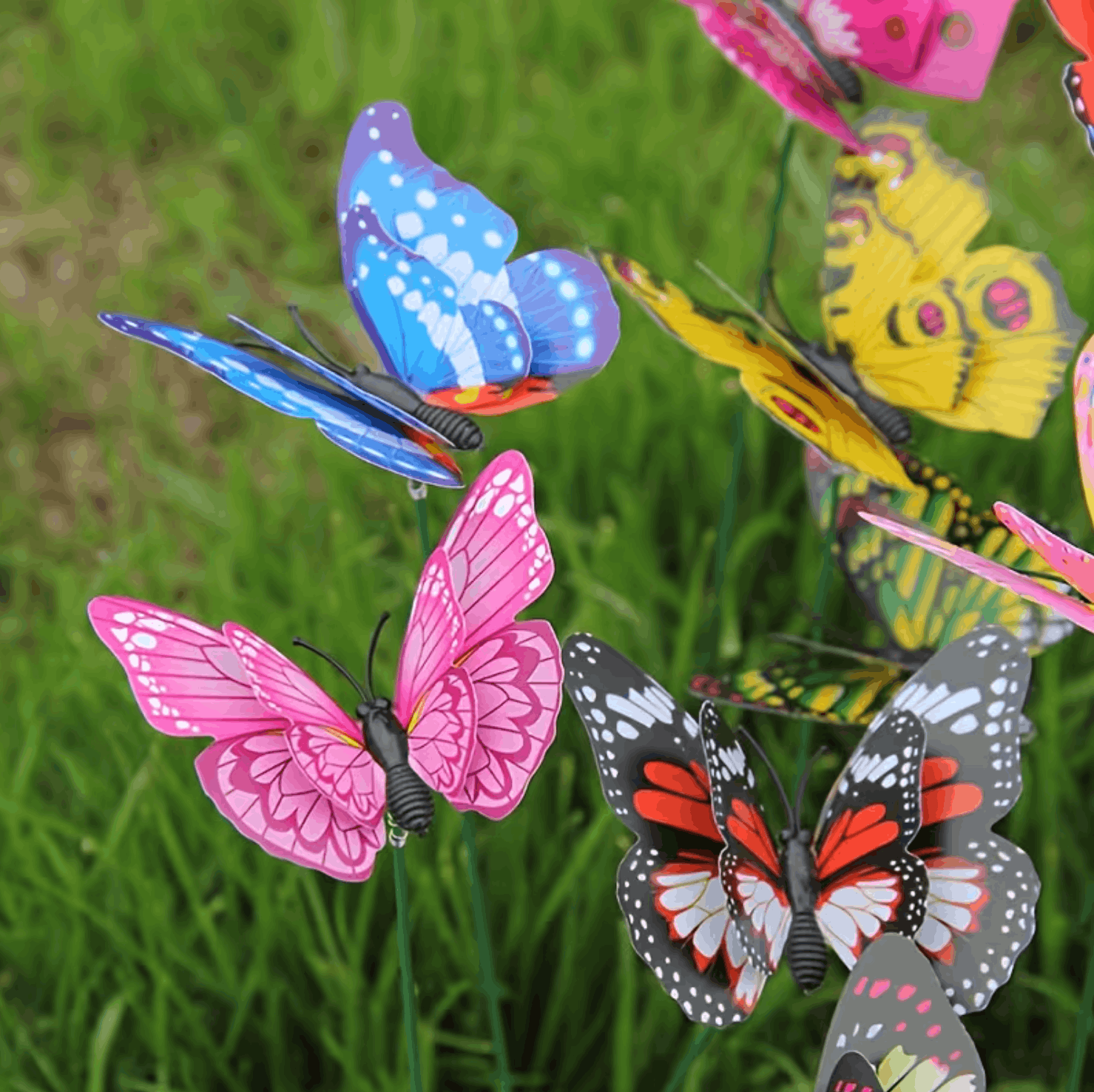 10 Pcs, Double Wings Butterfly Stakes, Waterproof Butterflies Stakes Indoor/Outdoor Garden Ornaments, Patio Decor. - Image 4