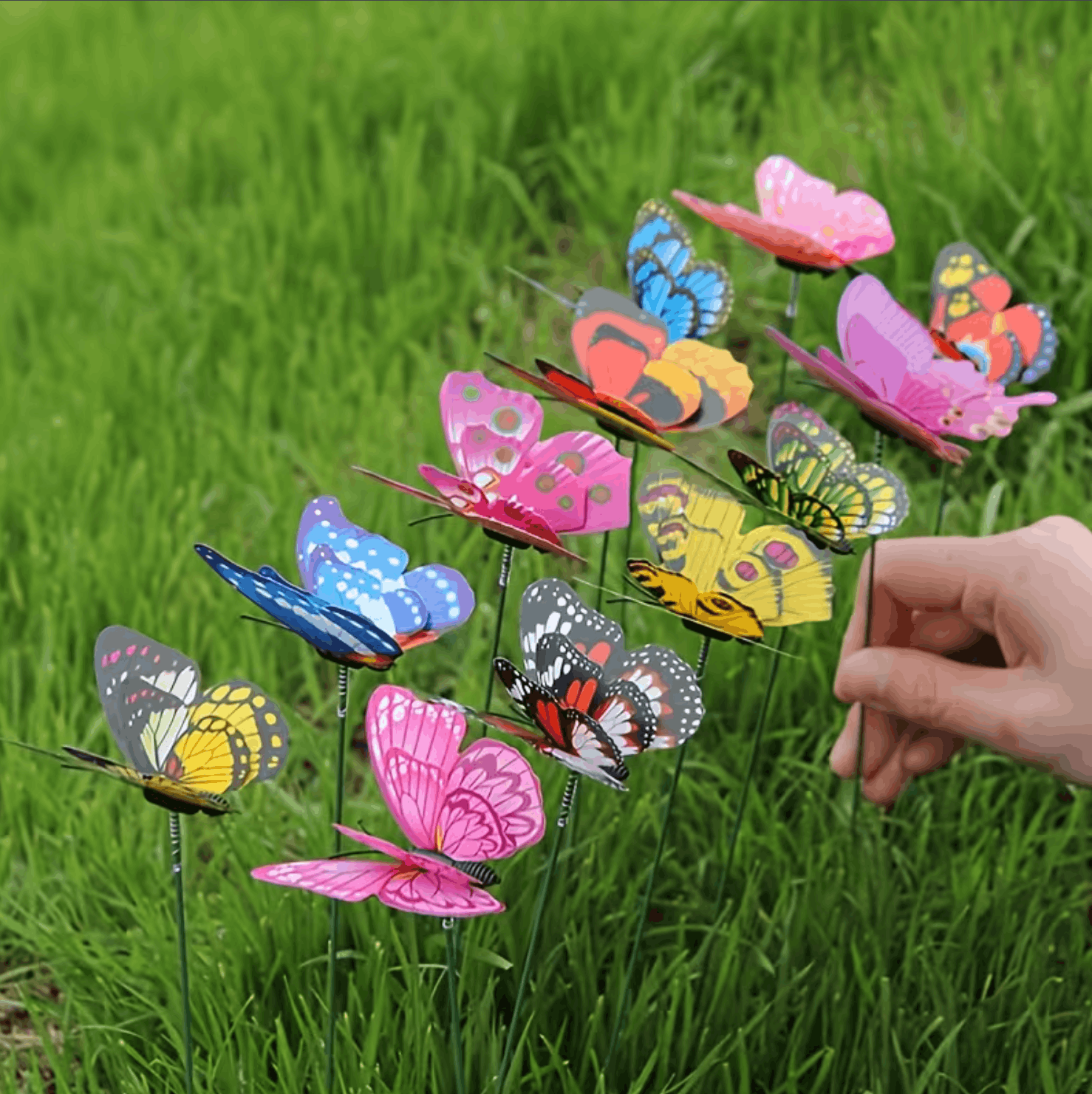 10 Pcs, Double Wings Butterfly Stakes, Waterproof Butterflies Stakes Indoor/Outdoor Garden Ornaments, Patio Decor. - Image 5