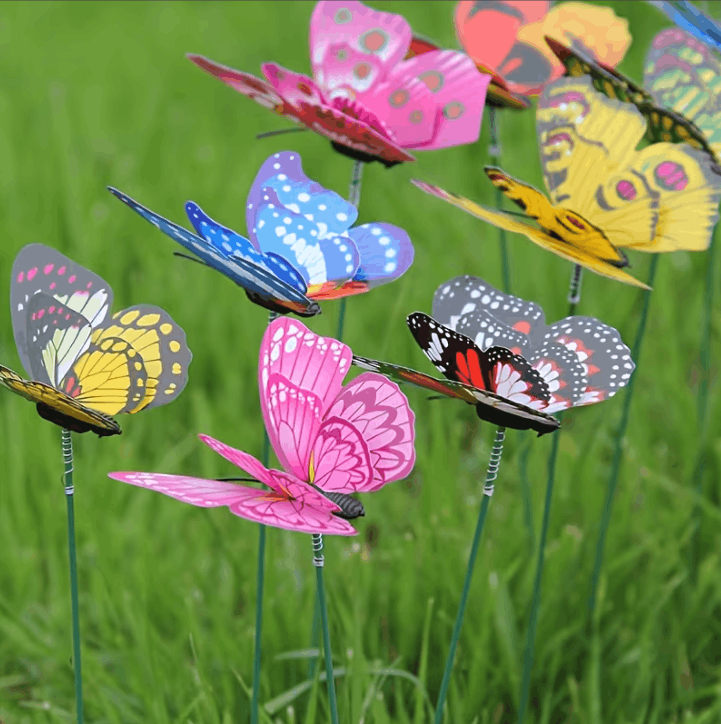 10 Pcs, Double Wings Butterfly Stakes, Waterproof Butterflies Stakes Indoor/Outdoor Garden Ornaments, Patio Decor. - Image 7