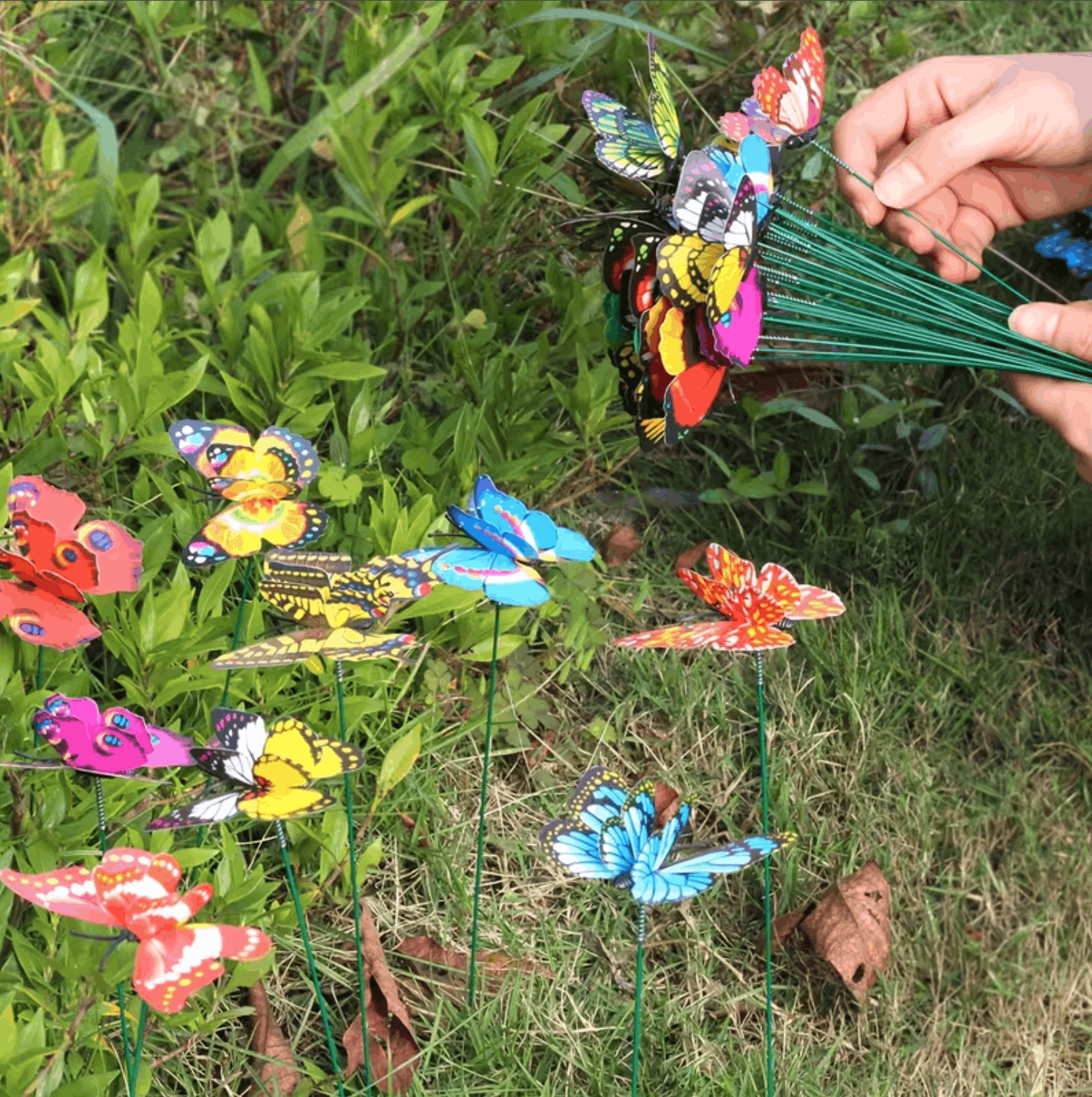 10 Pcs, Double Wings Butterfly Stakes, Waterproof Butterflies Stakes Indoor/Outdoor Garden Ornaments, Patio Decor. - Image 9