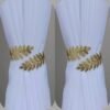 2 pcs, Bohemian Metal Leaf Design Curtain Tiebacks - Elegant Drapery Holdbacks.