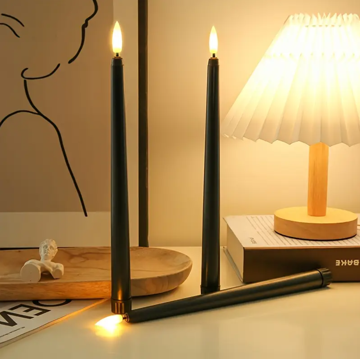 1 pc, LED Flickering Flame Taper Candle, 3D Wick Warm Light Battery Operated. - Image 7