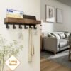 1pc, Rustic Wooden Key Holder with 6 Hooks, Wall-Mounted Organizer - Ideal for Entryway, Bedroom, Office.