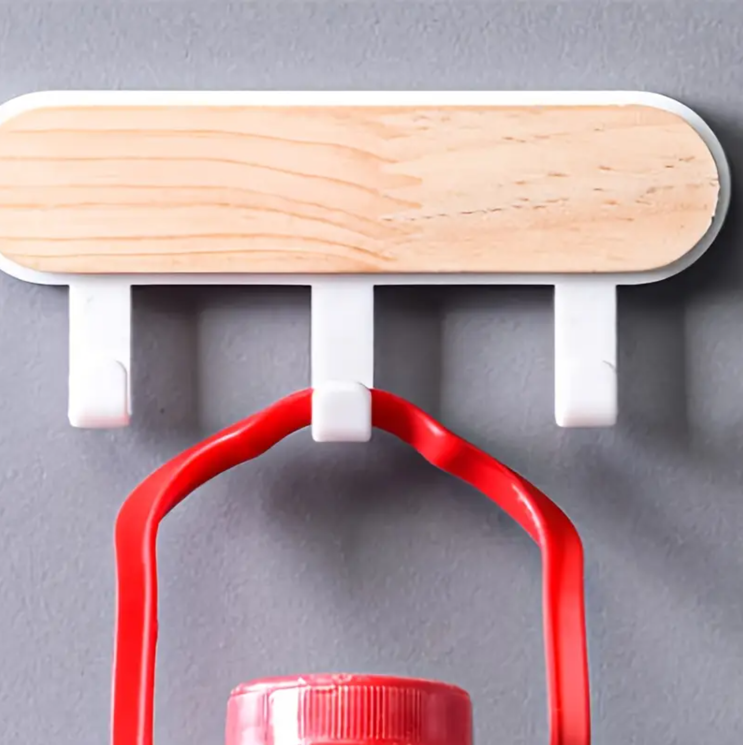 1 Pc, Modern Minimalist Key Holder, No-Drill Wall Utility Hook (3 Hooks)- Self-Adhesive, Wood Finish, Easy Installation for Doors, Windows, Walls. - Image 5