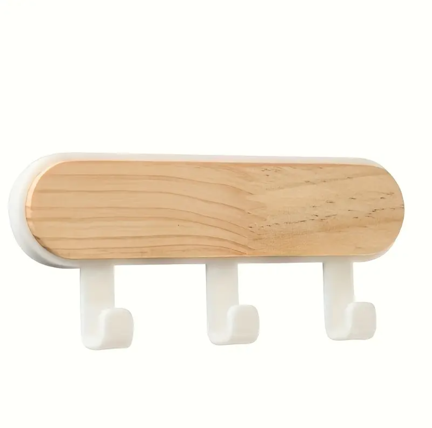 1 Pc, Modern Minimalist Key Holder, No-Drill Wall Utility Hook (3 Hooks)- Self-Adhesive, Wood Finish, Easy Installation for Doors, Windows, Walls. - Image 6