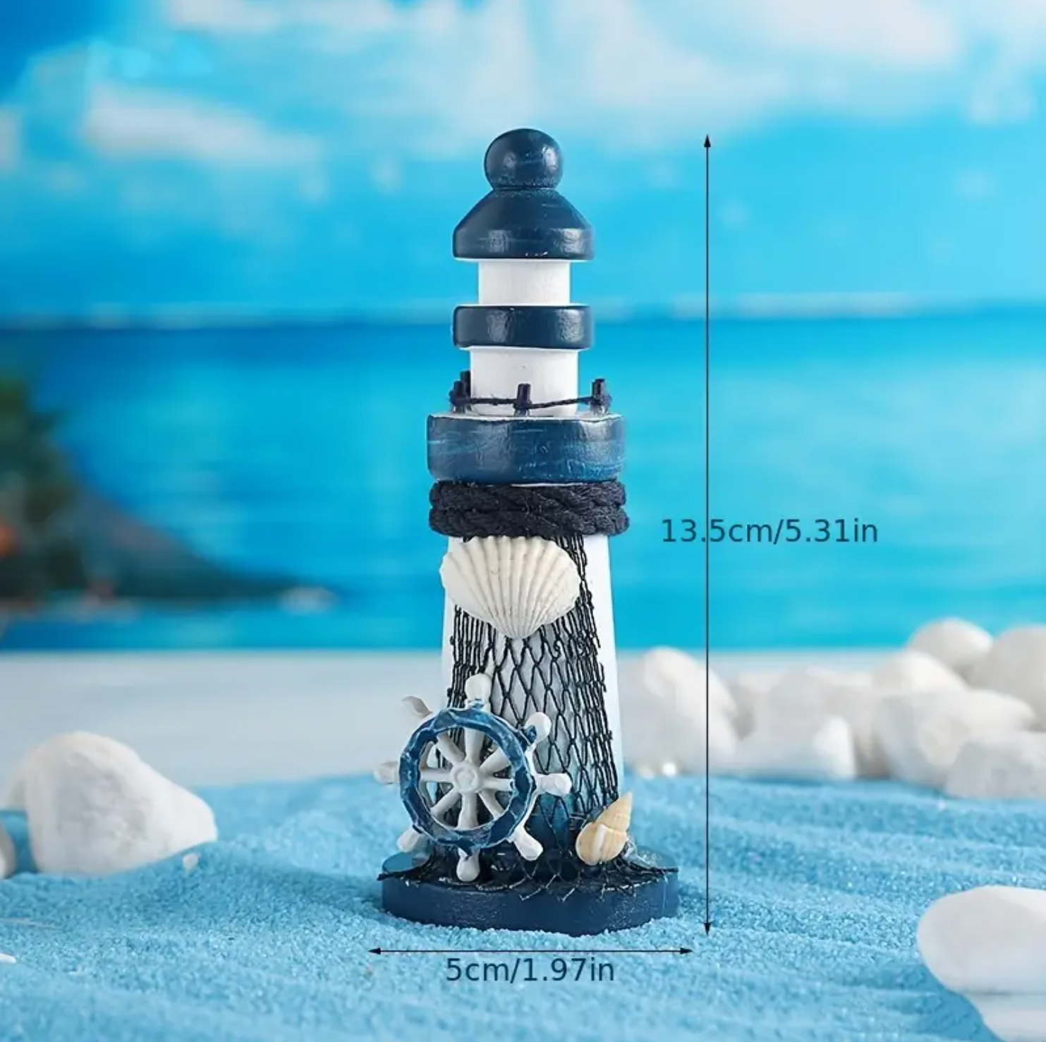 1 pc, Hand-Painted Wooden Lighthouse Statue - Hand Crafted Nautical Theme Beach Decor, Rustic Home & Event Decoration for Indoor/Outdoor Use. - Image 2