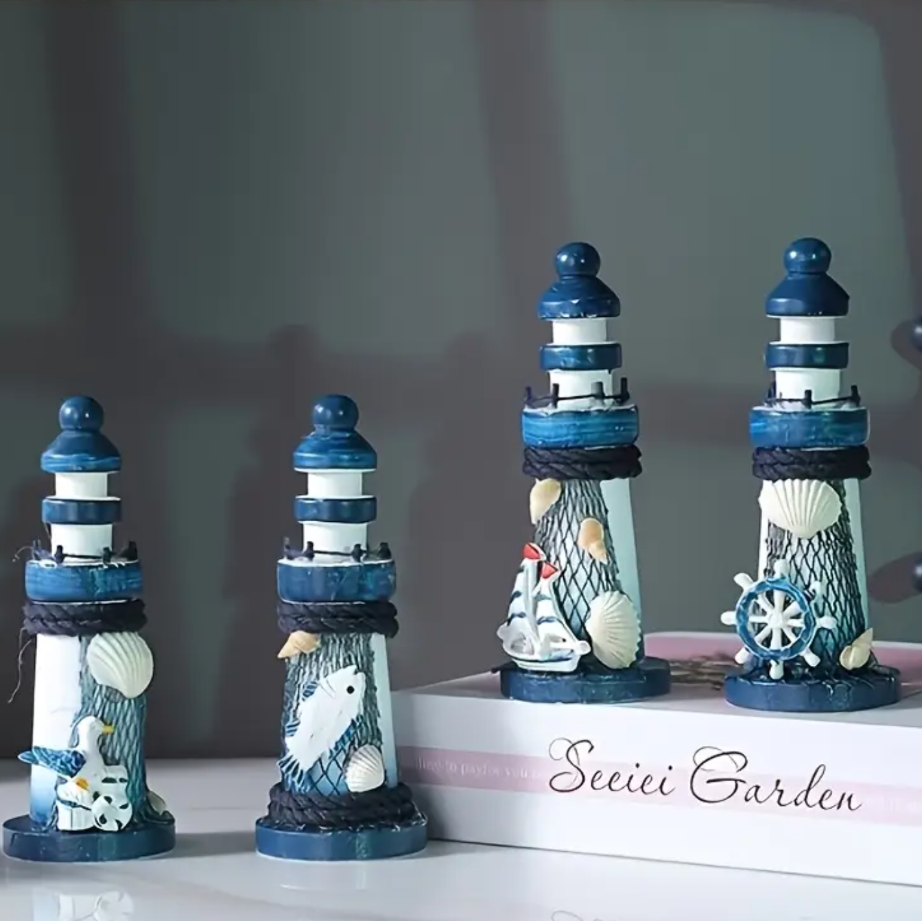 1 pc, Hand-Painted Wooden Lighthouse Statue - Hand Crafted Nautical Theme Beach Decor, Rustic Home & Event Decoration for Indoor/Outdoor Use. - Image 4