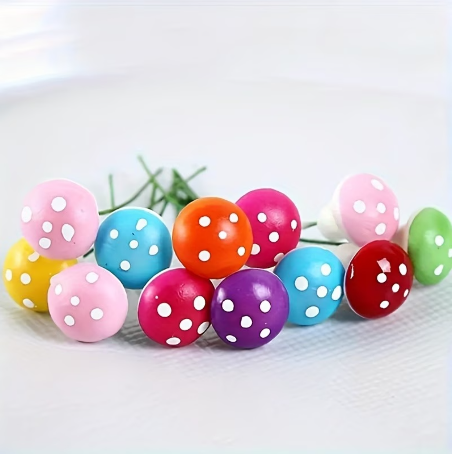 10 Pcs, Colorful Plastic Mushroom Figurines, Garden and Plants Pot Decoration. - Image 3