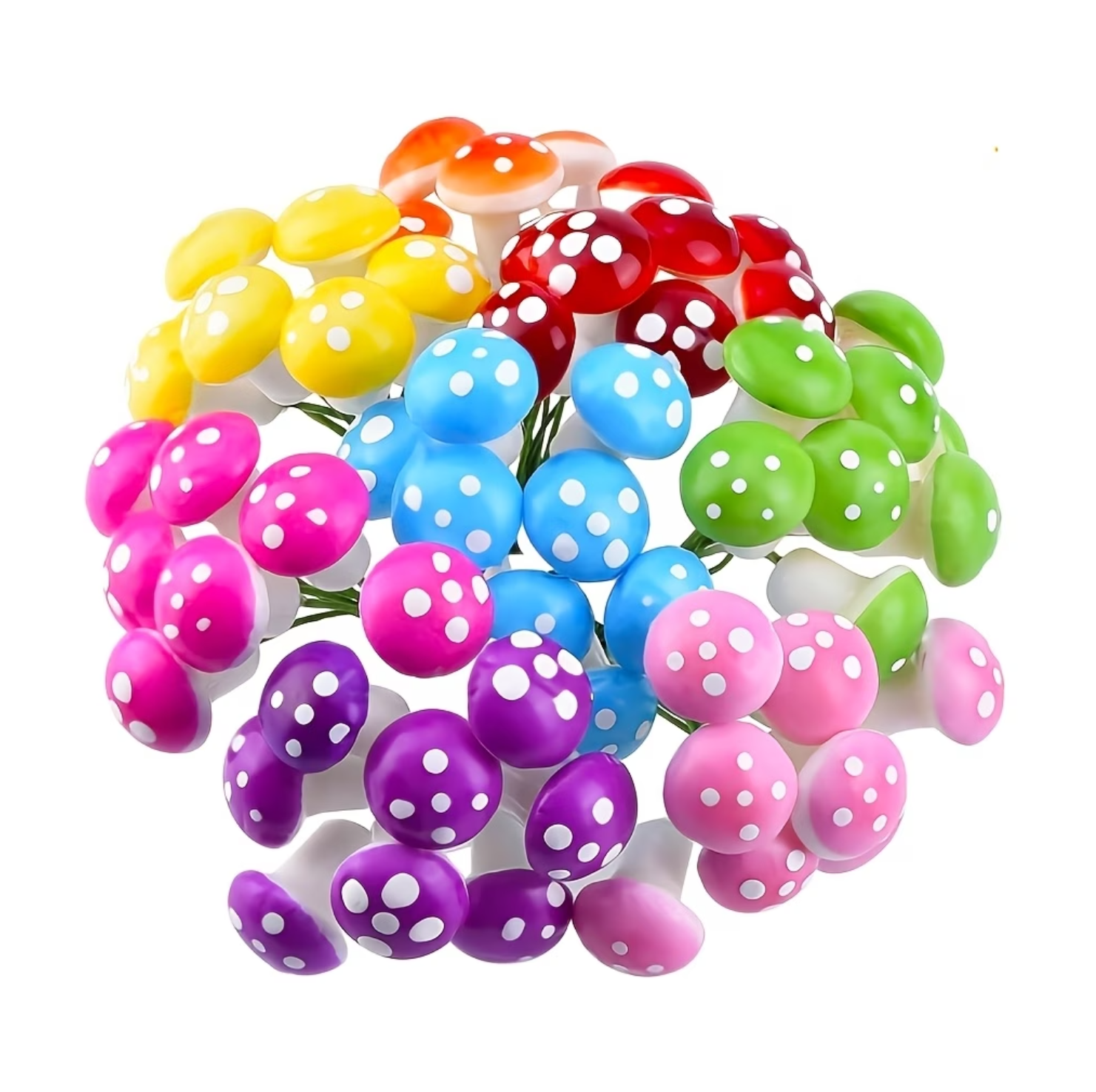 10 Pcs, Colorful Plastic Mushroom Figurines, Garden and Plants Pot Decoration. - Image 4