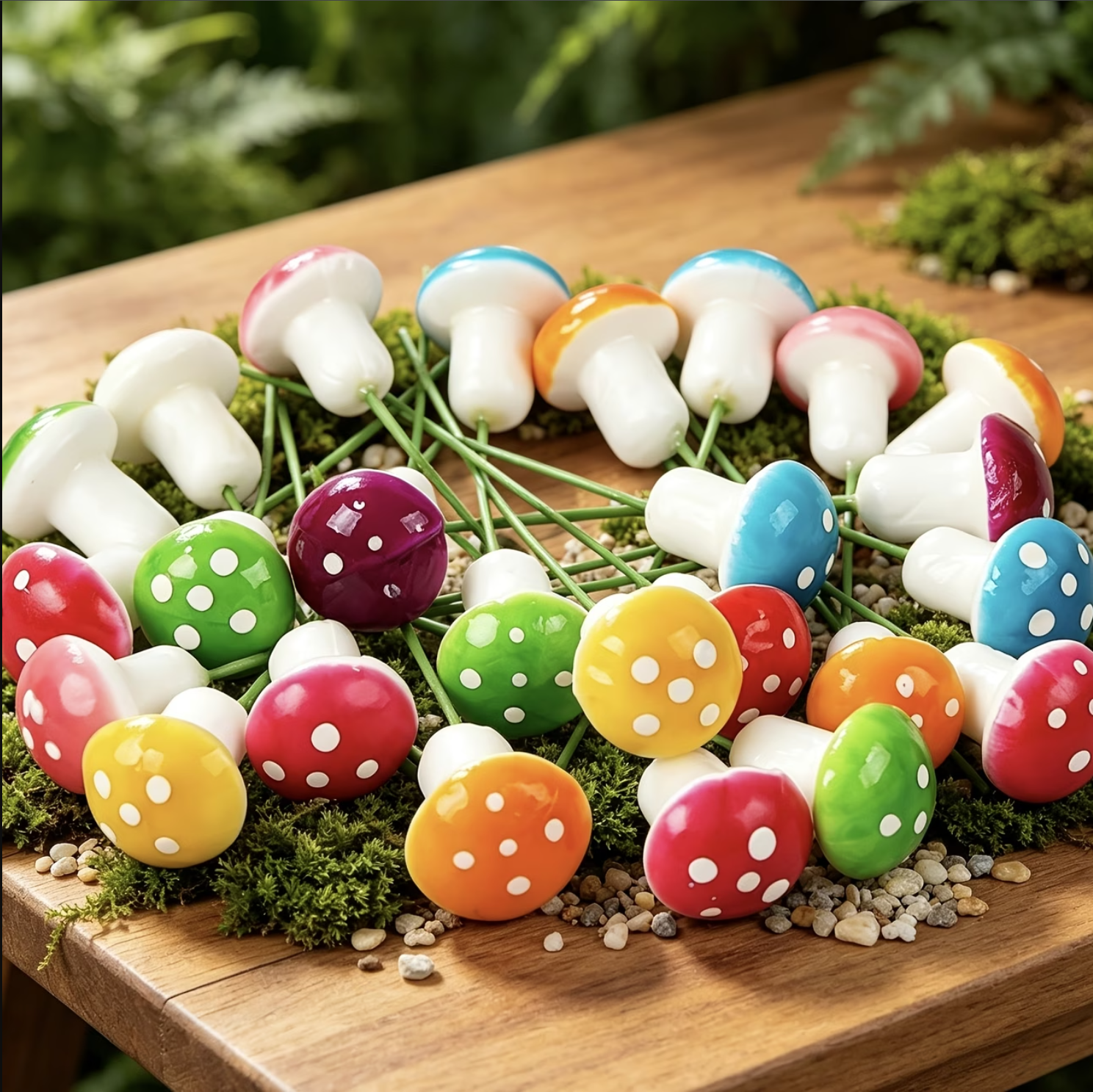 10 Pcs, Colorful Plastic Mushroom Figurines, Garden and Plants Pot Decoration. - Image 7