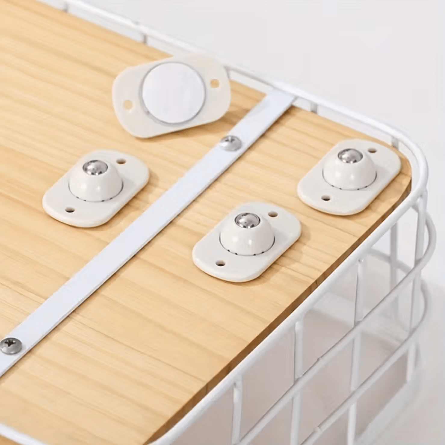 4 Pcs, Self-Adhesive Universal Ball Casters, Rotating Metal and Plastic Pulley Wheels for Small Appliances, Storage Box and Trash Cans. - Image 7